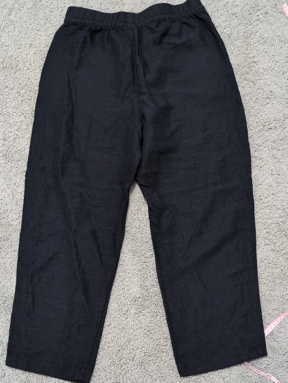 H&M Linen Blend Casual Black Pants Elastic waist Drawstring Size Small